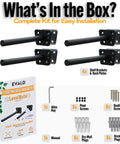Badass Hidden Floating Shelf Brackets Featuring Slick Pinol Screw Tech For Rock Solid Zero Sag Mounts Ideal For Heavy Mantels Kitchen Shelving Decor Projects With Quick Hardware Setup Four Pack contents including brackets and screws.