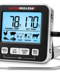Digital Meat Thermometer For Grilling And Smoking With 7 Preset Temperature Alerts, Timer And Alarm, stainless steel probe