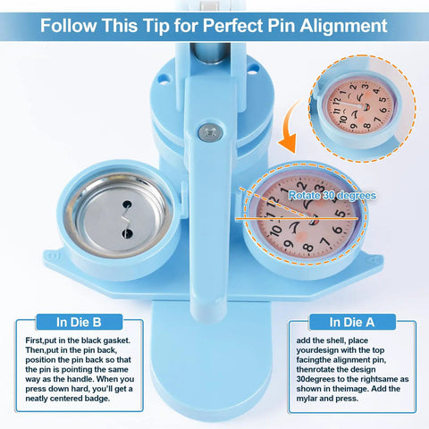 2 In 1 Button And Magnet Maker Machine Kit 58mm DIY Badge And Fridge Magnet Creator Bundle With 50 Badge Parts And 50 Magnet Making Supplies For Easy Custom Badges At Home, blue plastic press close-up