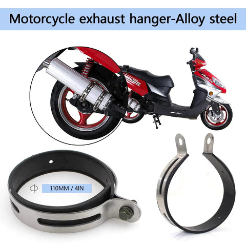 Alloy Steel Universal Motorcycle Exhaust Clamp Clip Hanger For Most Motorcycles Scooters And Mopeds 4.5 Inch Inner Diameter Bracket