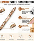 15 Piece M10x100 Double Ended Dowel Screws For Wood Self Tapping Hardware Tough As Nails Heavy Duty Fastener Kit For Furniture Assembly And No Sweat Woodworking Repairs Built To Last showing steel construction and details.