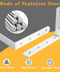 Heavy Duty L Shelf Brackets Stainless Steel 5x3 Inch White Wall Corner Braces for Wood Shelving Pack Of 4 corrosion resistant