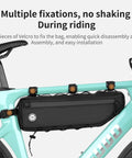 3L Large Bike Frame Bag With A 7 Inch Phone Pocket Waterproof 600D Fabric Four Point Anti Sway Straps For Zero Bounce Secure Mount