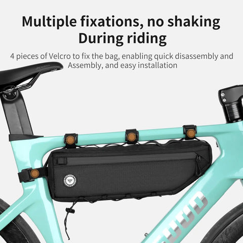 3L Large Bike Frame Bag With A 7 Inch Phone Pocket Waterproof 600D Fabric Four Point Anti Sway Straps For Zero Bounce Secure Mount