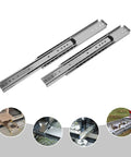 Heavy Duty Full Extension Side Mount Drawer Slides Solid Cold Rolled Steel in a silver finish for smooth cabinet use.