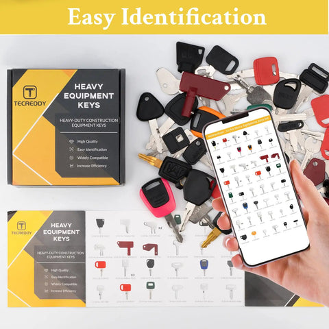 55 Piece All In One Heavy Equipment Keys Master Set For Excavators with mobile app and packaging