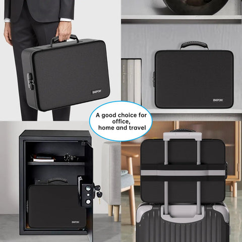 Fireproof File Organizer Bag With 13 Colorful Pockets And Accordion Folder 5200F Document Safe Box shown in various uses and locations