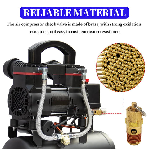 Brass 1/4'' NPT safety relief valves for air compressors, two-piece set, 150 PSI rating.