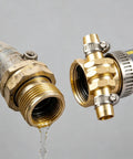 Heavy Duty 6 Piece Garden Hose Repair Kit With Brass And Aluminum Fittings For 5/8 Inch And 3/4 Inch Hoses Fix Drips And Leaks Fast Without Calling Pros For Your Outdoor Yard Irrigation System, close-up hose connector repair
