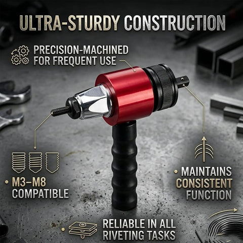 Premium High Carbon Steel Electric Rivet Gun Adapter Kit For Cordless Drill Metric M3 To M8 Rivnut Tool With Clutch Pressure Adjustment To Stop Slipping Perfect Heavy Duty Nutsert Attachment For Serious DIY Projects And Pros, M3-M8