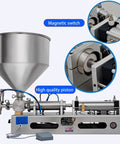 Pro Level Pneumatic Paste Filling Machine With Quick Turn Flow Dial No Sweat Automatic Dispenser For Thick Sauces Lotions Shampoos And Light Oils Handles Three To Twenty Six Hundred ML Runs Smooth Every Time with stainless steel cone and high quality piston.