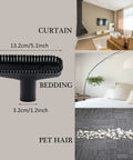 Universal Vacuum Attachments Set 1.25 Inch with Hardwood Floor Brush shown cleaning various surfaces like curtains and pet hair.