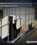 Close-up of 9x9 Inch Black Sliding Grain Gate Kit for Grain Handling fits sliding gates and pickup truck bed slides, mounted.