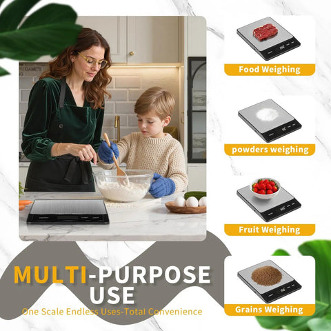 Rechargeable Digital Kitchen Scale Your Go To Helper For Home Cooks With 33 Lb Capacity And 1g And 0.05oz Precision in use by family