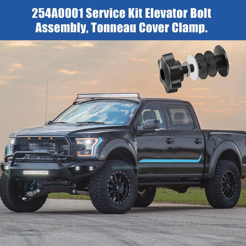 Slick Heavy Duty Replacement Tonneau Cover Clamp Kit With Elevator Bolts And Black Knobs For Hard Folding Truck Bed Covers, two pack.