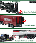 3 In 1 RC Truck Toy Set With Car Carrier Tanker And Container Trucks Sounds And Lights 14 Inch 1 48 Scale Remote Control Construction Truck With Rechargeable Batteries Black showing loading mechanism.
