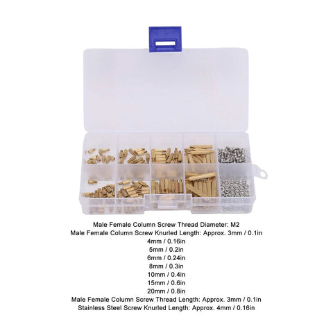 260Pcs M2 Brass Standoff Kit With Hex PCB Spacers And Hardware For PC Case Builds DIY Electronics Maintenance Includes Assorted Standoffs Screws And Nuts For Stable PCB Mounting, open organizer
