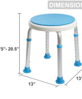No Tool Needed Adjustable Shower Stool With Anti Slip Feet Tub Chair Bath Bench dimensions shown