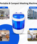 Portable Mini Single Tub Washer For Small Clothes Under 1.2Kg with home, apartment, dorm, and RV use options shown
