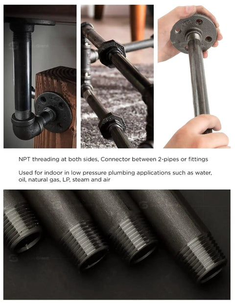 18 Inch Black Steel Pipe One And One Half Inch Nominal Diameter Pre Cut Schedule 40 Black Coated Tube for DIY Projects in use