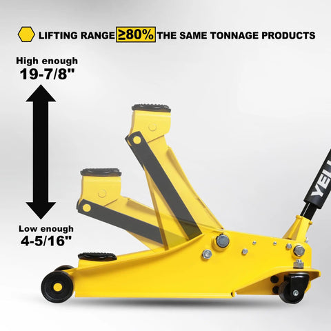Low Profile Floor Jack With Dual Pumps For Quick Lift, Hydraulic Car Jack With Pad, Four Ton Eight Thousand Eight Hundred Pound Capacity, Extra Low Clearance, Built In Safety Valve For Overload Protection