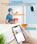 Wireless Outdoor Security Camera With Battery Power No Fuss Setup 1080P Color Night Vision showing two-way audio feature with smartphone.
