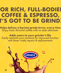 Pro Grade Coffee Grinder Cleaning Tablets 430 Grams packaging with coffee splash design and Grindz branding on yellow background