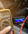 Two Pack High Precision Watt Meter Power Analyzer For Battery Consumption Monitoring With Backlit Digital LCD Screen in use