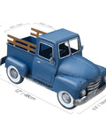 Old School Blue Metal Truck Planter Decor For Farmhouse Tables And Desks Rustic Country Style Shelf Decor Classic Pickup Truck Centerpiece For Home Office Living Room Kitchen And Indoor Garden, 12 x 6.3 in, distressed blue finish