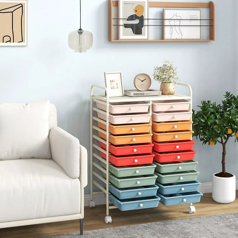 20 Drawer Rolling Cart For Easy Grab And Go Mobile Storage And Classroom Organization Ideal For Office And School Supplies