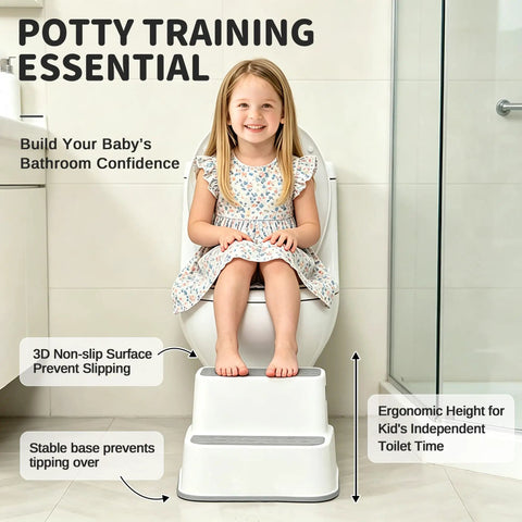 Rock Solid Toddler Step Stool For Bathroom Sink With Super Grippy Non Slip Base And Double Layer Platform Giving Little Ones Safe Counter Height Access In Classic Gray