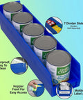 Heavy Duty Plastic Shelf Bins For Garage And Closet Organization Sturdy 18 By 4 By 4 Inch Blue Bins 12 Pack with Cans