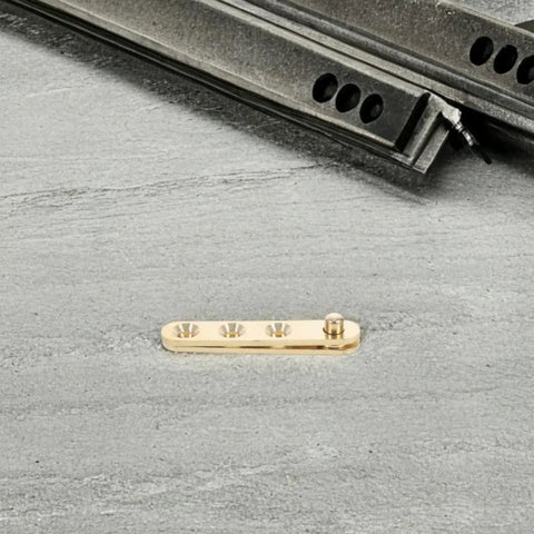 Hidden Copper Cabinet Hinges Set Of 8 With Top And Bottom Pivot Rotation Mechanism Self Closing on a gray surface