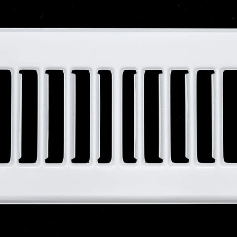 Toe Kick Vent Cover For 2x10 Duct Opening No Fuss Fit Cabinet Toe Kick Space Register Grille For HVAC Off White Outer Dimensions 3 3/8 In By 11 3/8 In Easy Install Clean Look Durable Home Upgrade, close-up view of off-white grille slots