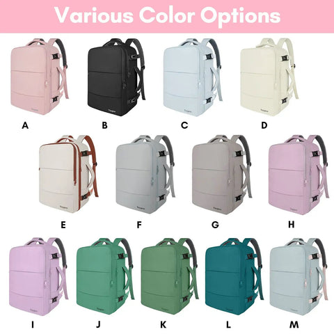 Various color options for Women Travel Backpack Carry On With Shoe Compartment And Water Bottle Pocket, TSA 15.6 Inch Laptop.