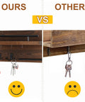 Comparison of wall mounted key holder with shelf and hooks vs basic key hooks showing effectiveness.
