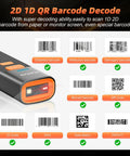 Ultra Pocket Sized 2D Barcode Scanner Bluetooth 3 In 1 Wireless USB 2.4G Barcode Reader with variety of barcode types.
