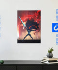 Heavy Duty Rust Resistant Steel Wall Print Featuring Badass Fantasy Warrior Perfect For Dope Gaming Den Or Dorm Room Makeover With Simple Magnetic Mount For Fast No Drill Installation