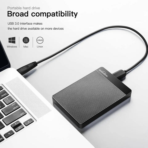 1TB Ultra Slim Portable External Hard Drive USB 3.0 For PC Mac Laptop PS4 Xbox One Xbox 360 Plug And Play connected to a laptop