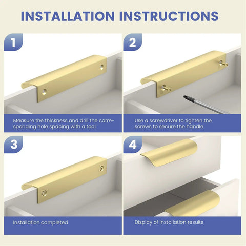 Step-by-step installation of 20 Pack 3 Inch Gold Cabinet Handles And Drawer Pulls Finger Pulls For Cabinets Edge Pulls And Flat Drawer Handles.