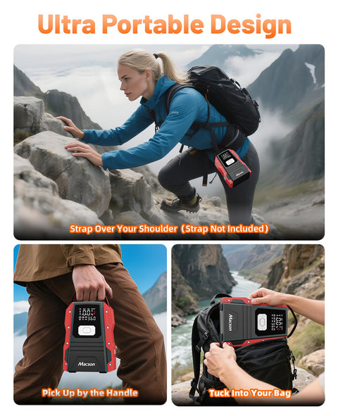 Various uses of All In One Jump Starter With Air Compressor Portable 12V Battery Pack for hiking and travel