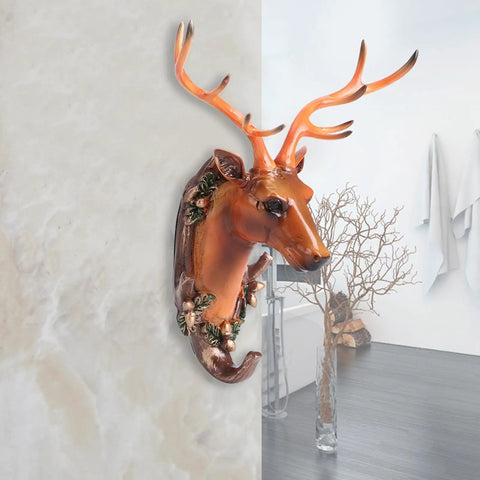 Vintage Deer Head Resin Wall Hook Hangs Heavy Coats Keys Totes And Towels Super Slick Home Decor Organizer mounted on wall