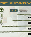 Heavy Duty Fifty Five Pack Number 14 X 3 Inch Zinc Plated Structural Lag Screws Washer Head T30 Drive Rust Resistant Wood Fasteners layout.