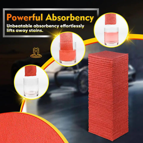 Red Microfiber Towels Bulk Pack 100 Reusable Cleaning Cloths For Cars Home And Kitchen Ultra Absorbent Lint Free