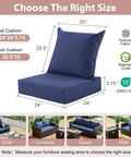 Diagram showing 24" by 24" navy blue Outdoor Deep Seat Cushion Set 24 By 24 Inch Water Resistant And Fade Resistant Cushions with sizes.