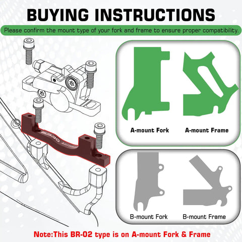 Diagram showing Post Mount Disc Brake Caliper Adapter 160mm To 203mm For Front And Rear MTB Rigs installation on A-mount.