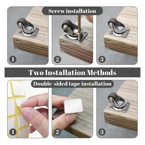 Tiny 0.5 Inch Swivel Plate Casters With Low Profile Frame For Tight Spaces, 360 Degree Rotation installation methods