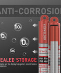 Red Tip 1 16th Inch By 7 Inch TIG Tungsten Electrode WT20 EWTh 2 10 Pack Pro Grade AWS Certified sealed in anti-corrosion tube