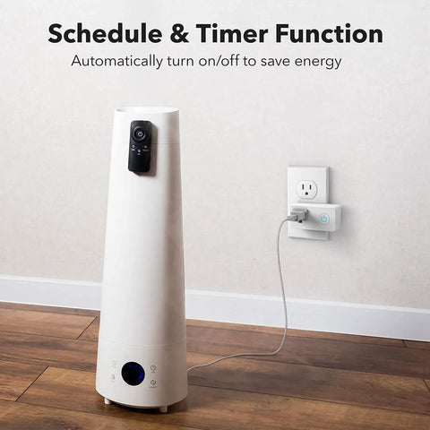 2 Pack WiFi Heavy Duty Smart Plug Outlet No Hub Required With Timer Function Hands Free Voice Control Works With Alexa And Google Assistant 2 4 Ghz Network Only White shown controlling a lamp