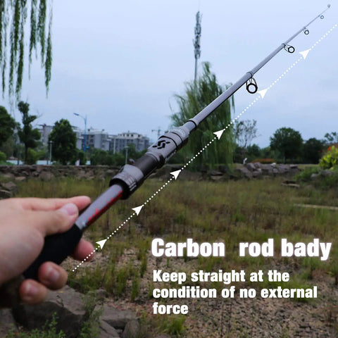 Telescopic Fishing Rod For Travel And Bass And Trout Angling With 24T Carbon Fiber Construction CNC Machined Reel Seat in hand